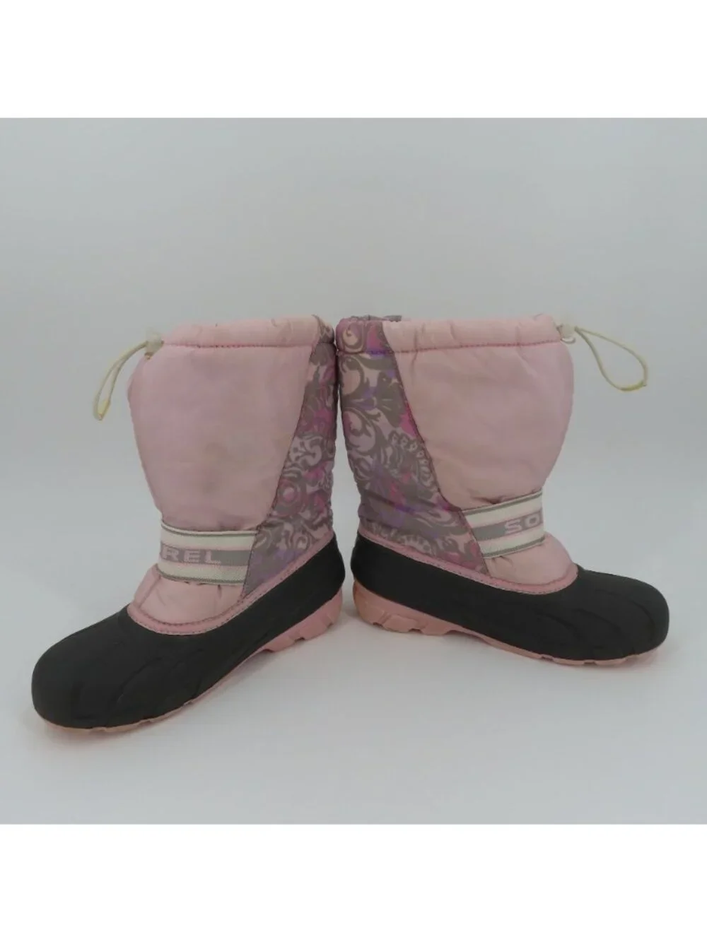 Sorel Womens 7 Cub NY1799-636 Pink Gray Floral Flower Felt Lined Winter Boots